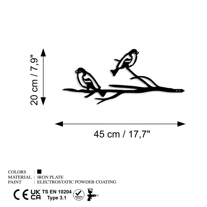Aberto Design Bird On The Branch 08 - Negro